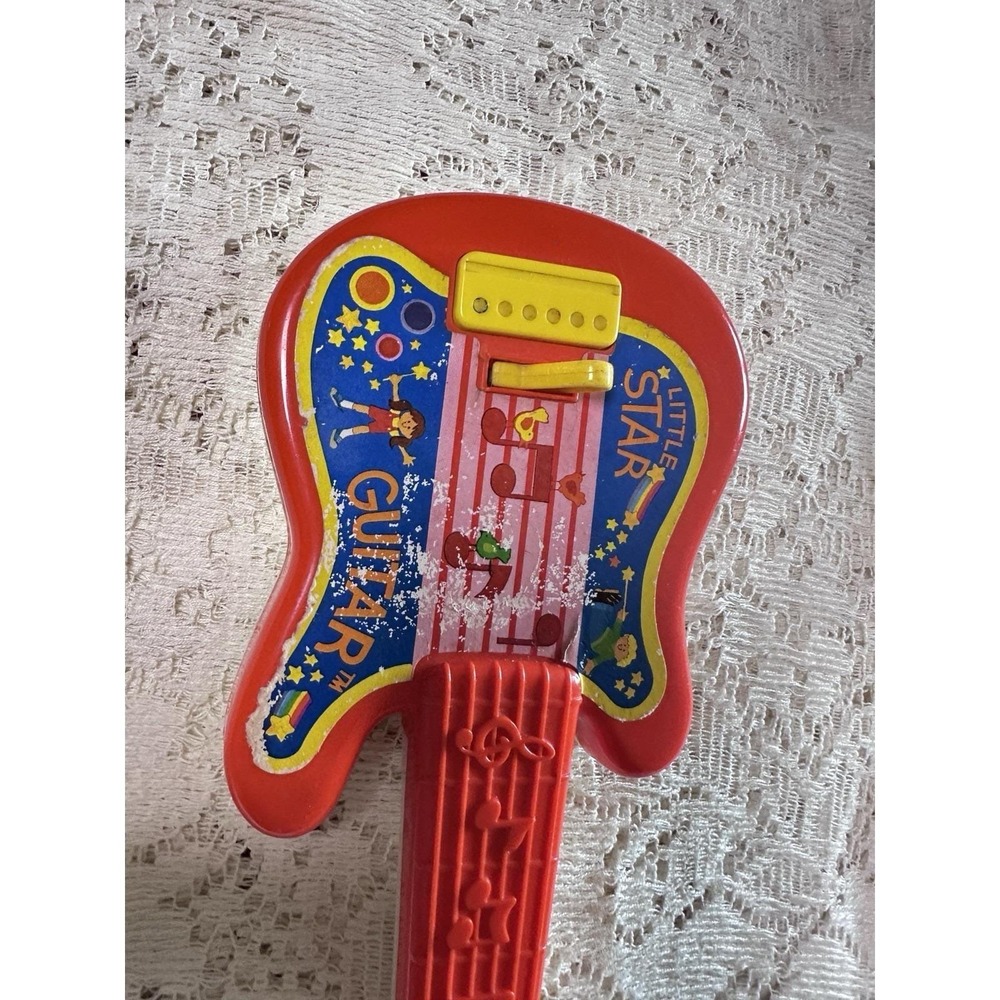 Vintage Tomy Little Star Guitar Red Plastic Musical Toy Made in Singapore